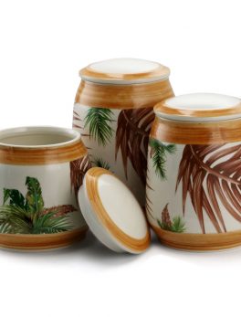 Elama 3 Piece Ceramic Kitchen Canister Collection in Sand
