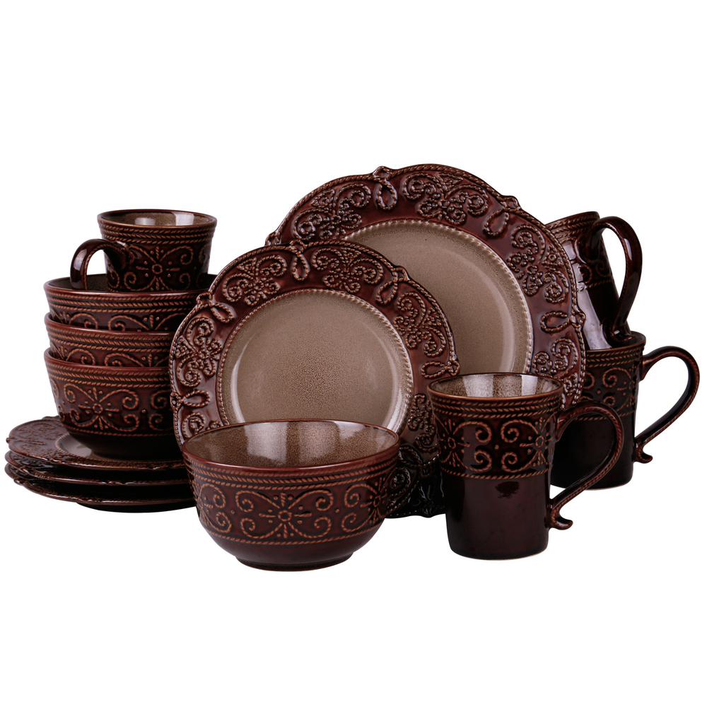 Elama and rsquo;s Salia 16 Piece Stoneware Dinnerware Set