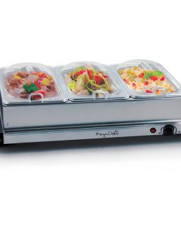 MegaChef Buffet Server and amp; Food Warmer With 3 Removable Sectional Trays , Heated Warming Tray and Removable Tray Frame