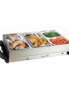 MegaChef Buffet Server and amp; Food Warmer With 4 Removable Sectional Trays , Heated Warming Tray and Removable Tray Frame