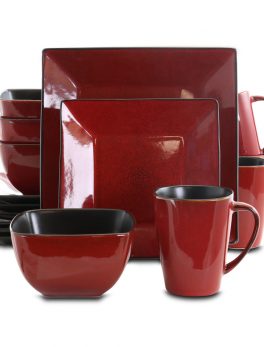 Elama Harland Loft 16 Piece Modern Premium Stoneware set with Complete Setting for 4