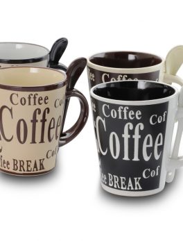 Gibson Bareggio 8pc Coffee with Spoon Set , 4 Designs (Mr. Coffee)