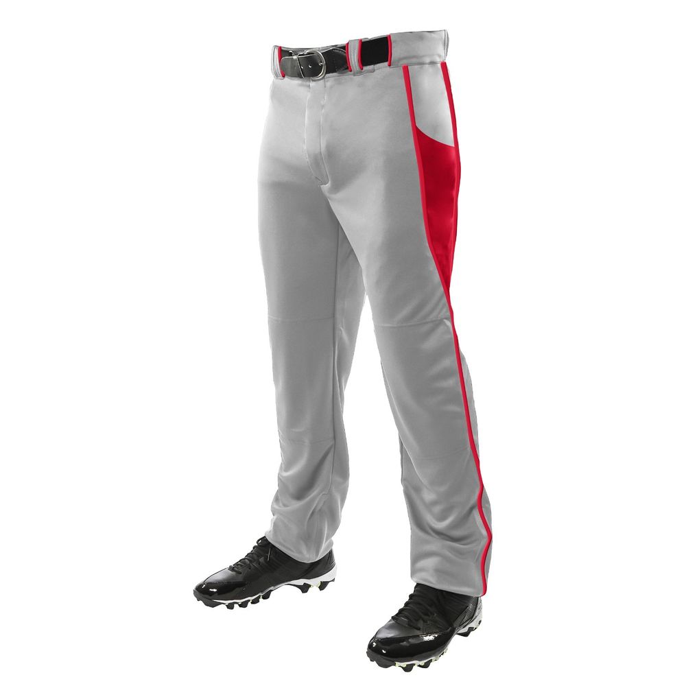 Champro Adult Triple Crown Baseball Pant Grey Scarlet 2XL