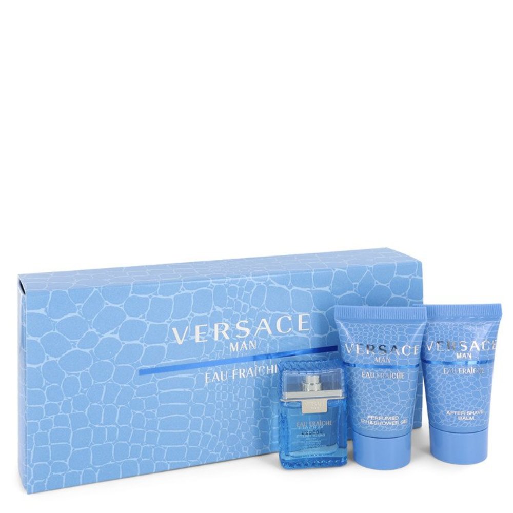 Versace Man By Versace Gift Set -- .17 Oz Mini Edt (eau De Fraiche) + 0.8 Shower Gel + 0.8 Oz After Shave Balm For Men