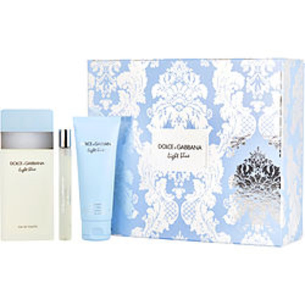 D and G Light Blue Edt Spray 3.3 Oz and Body Cream 2.5 Oz and Edt Spray .33 Oz Mini For Women