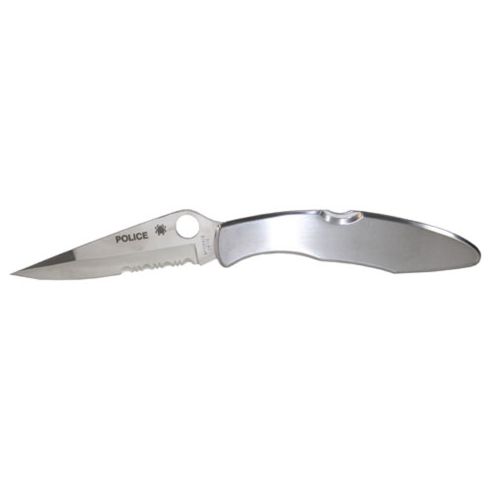 Spyderco Police Folder 4.13 in Combo Stainless Steel Handle