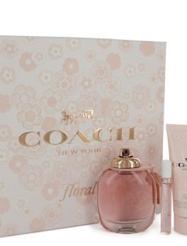 Coach Floral By Coach Gift Set -- 3 Oz Eau De Parfum Spray + .25 Oz Mini Edp Spray + 3.3 Oz Body Lotion For Women