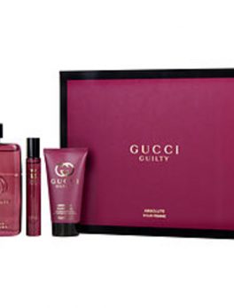 Gucci Guilty Absolute Pour Femme Eau De Parfum Spray 3 Oz and Body Lotion 1.7 Oz and Eau De Parfum Rollerball .25 Oz Mini For Women