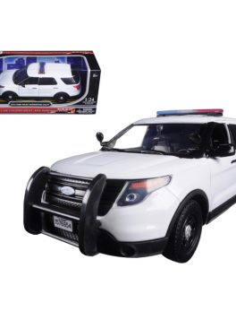 2015 Ford Interceptor Utility Unmarked Police Car with Light Bar White 1/24 Diecast Model Car by Motormax 76959