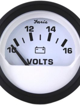 Faria Euro White 2" Voltmeter (10-16 VDC)