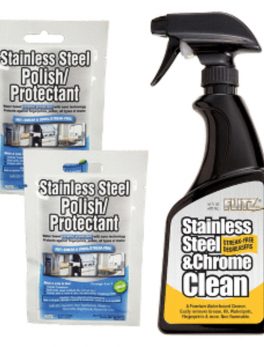Flitz Stainless Steel and amp; Chrome Cleaner w/Degreaser 16oz Spray Bottle w/2 Stainless Steel Polish/Protectant Towelette Packets