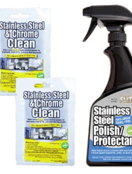 Flitz Stainless Steel Polish 16oz Spray Bottle w/2 Stainless Steel and amp; Chrome 8" x 8" Towelette Packets