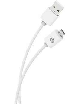 iEssentials IEN-BC6M-WT Charge and Sync Braided Micro USB to USB Cable, 6ft (White)