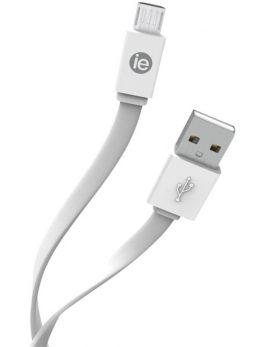iEssentials IEN-FC4M-WT Charge and Sync Flat Micro USB to USB-A Cable, 4ft (White)