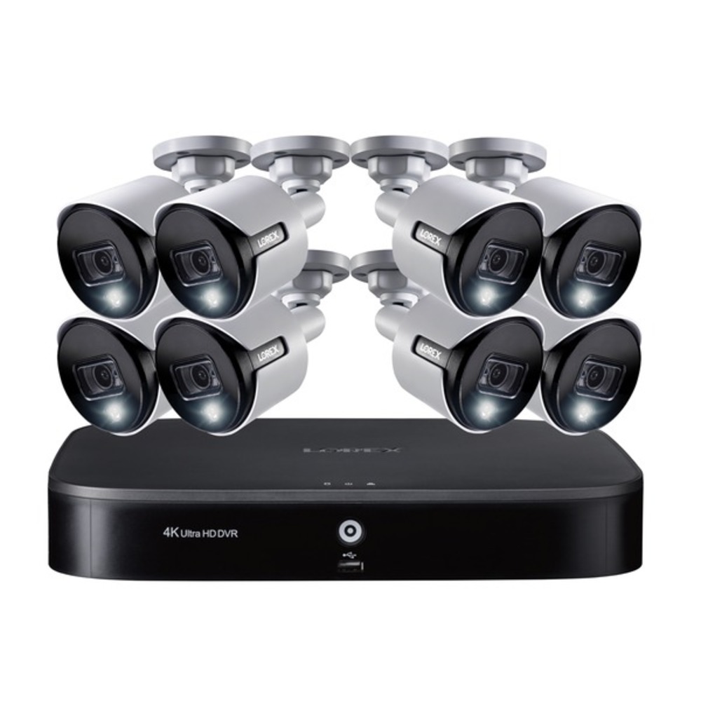 Lorex DK162-88DAE 4K Ultra HD 16-Channel Security System with 2 TB DVR and Eight 4K Ultra HD Bullet Security Cameras with Color Night Vision, Active Deterrence, and Smart Home Voice Control