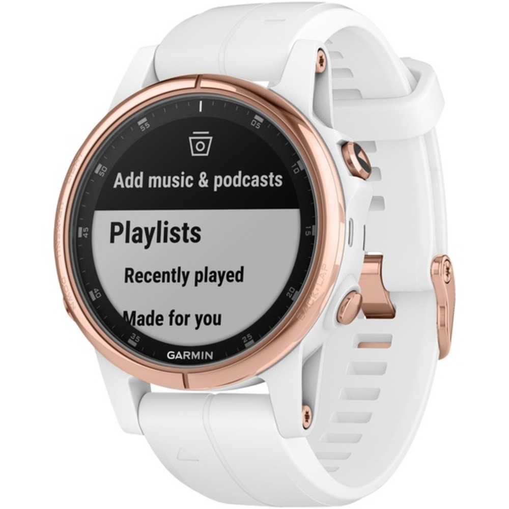 Garmin 010-01987-06 fenix 5S Plus Multisport GPS Watch for Smaller Wrists (Sapphire Edition, Rose Gold-tone with Carrara White Band)