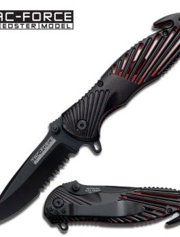Master Assisted 3.25 in Blade Black-Red Aluminum Handle