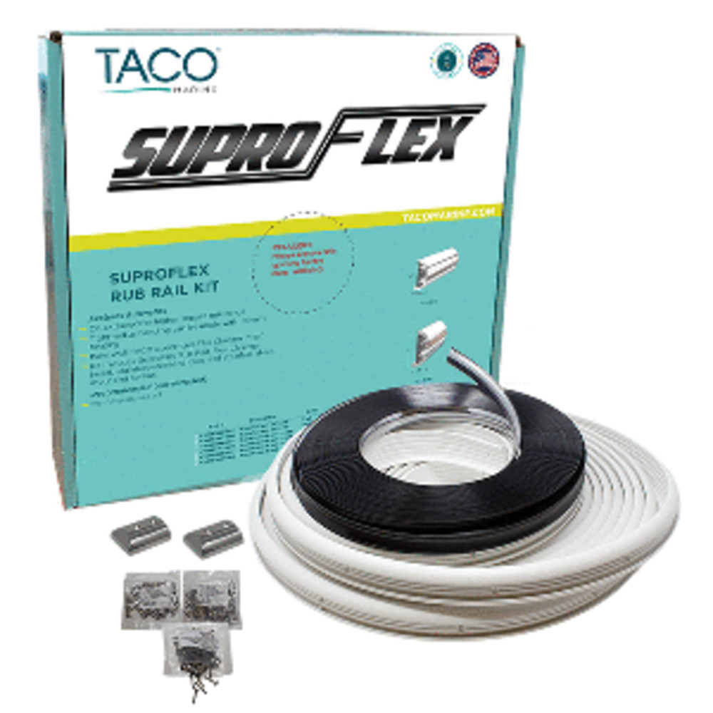 TACO SuproFlex Rub Rail Kit - White with Flex Chrome Insert - 2"H x 1.2"W x 60 and #39;L