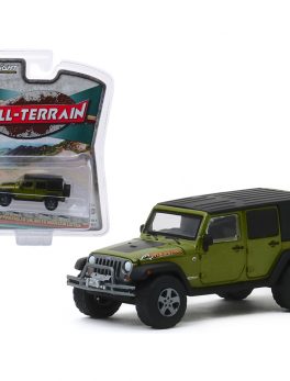 2010 Jeep Wrangler Unlimited Mountain Edition Rescue Green Metallic with Black Top All Terrain Series 9 1/64 Diecast Model Car by Greenlight 35150E