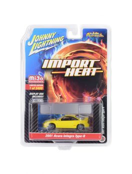 2001 Acura Integra Type R Yellow Import Heat Limited Edition to 2400 pieces Worldwide 1/64 Diecast Model Car by Johnny Lightning JLCP7251