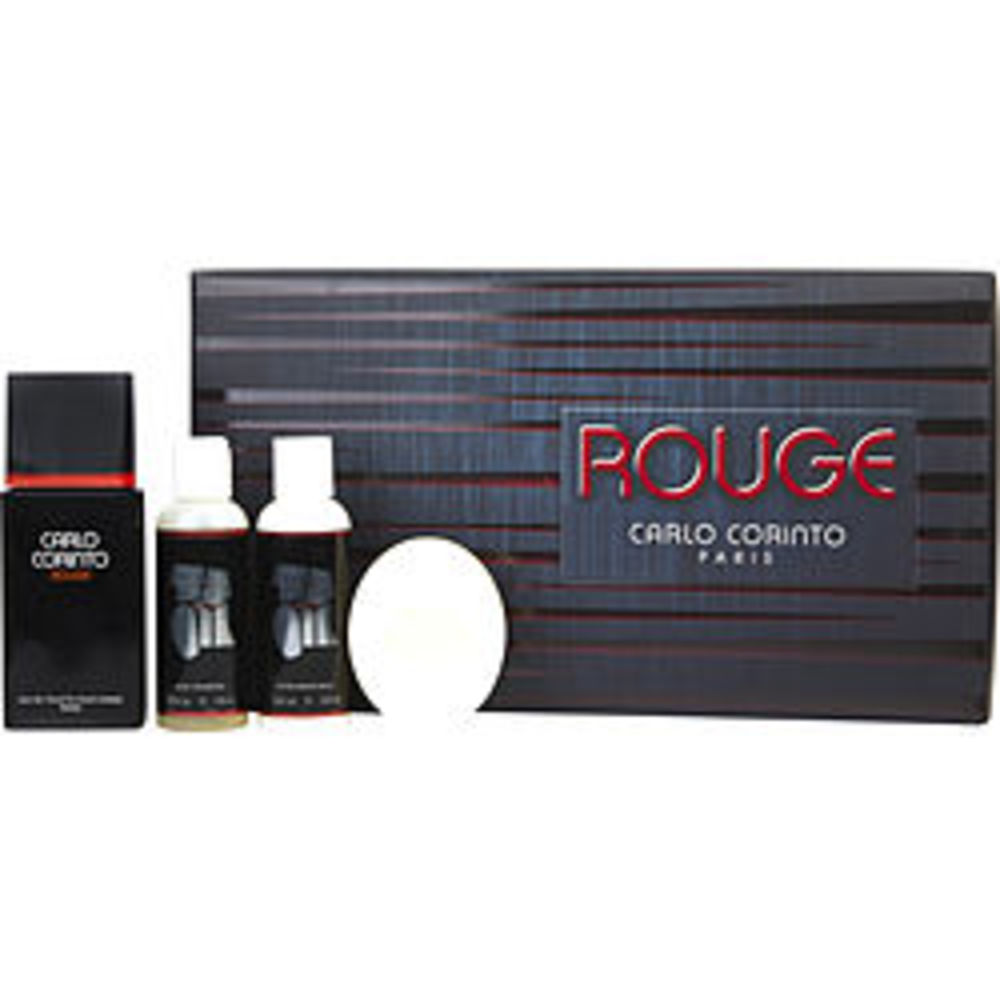 Carlo Corinto Rouge Edt Spray 3.4 Oz and Aftershave Balm 3.9 Oz and Body Shampoo 3.9 Oz and Soap 5.2 Oz For Men