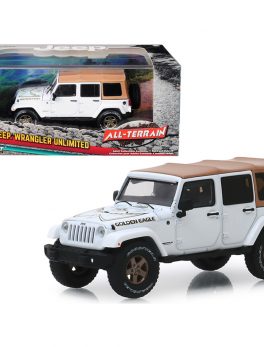 2018 Jeep Wrangler Unlimited Golden Eagle White with Tan Top All-Terrain Series 1/43 Diecast Model Car by Greenlight 86173