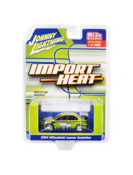 2004 Mitsubishi Lancer Evolution Custom Green Metallic Import Heat Limited Edition to 2400 pieces Worldwide 1/64 Diecast Model Car by Johnny Lightning JLCP7248