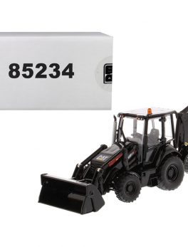 CAT Caterpillar 420F2 IT Backhoe Loader Special Black Paint Finish with Work Tools and Two Figurines 30th Anniversary Edition High Line Series 1/50 Diecast Model by Diecast Masters 85234