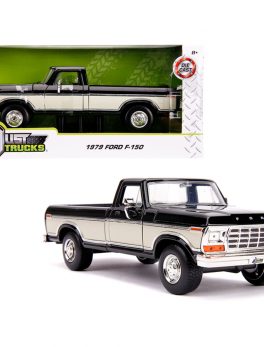 1979 Ford F-150 Pickup Truck Stock Black and Cream Just Trucks 1/24 Diecast Model Car by Jada 31585