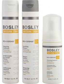 Bosley Hc_gift Set-3 Piece - Bos Defense Nourishing Shampoo For Color Treated Hair 5.1 Oz and Bos Defense Volumizing Conditioner For Color Treated Hair 5.1 Oz and Bos Defense Thickening Treatment For Color Treated Hair 3.4 Oz For Anyone