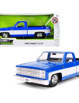 1985 Chevrolet Silverado C-10 Pickup Truck Stock Wheels Blue and White Just Trucks 1/24 Diecast Model Car by Jada 31606-SW