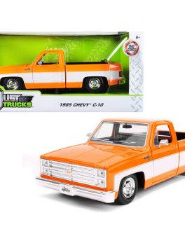 1985 Chevrolet Silverado C-10 Pickup Truck Stock Wheels Orange and White Just Trucks 1/24 Diecast Model Car by Jada 31607-SW