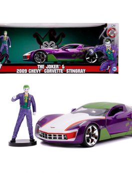 2009 Chevrolet Corvette Stingray with Joker Diecast Figure DC Comics Series 1/24 Diecast Model Car by Jada 31199