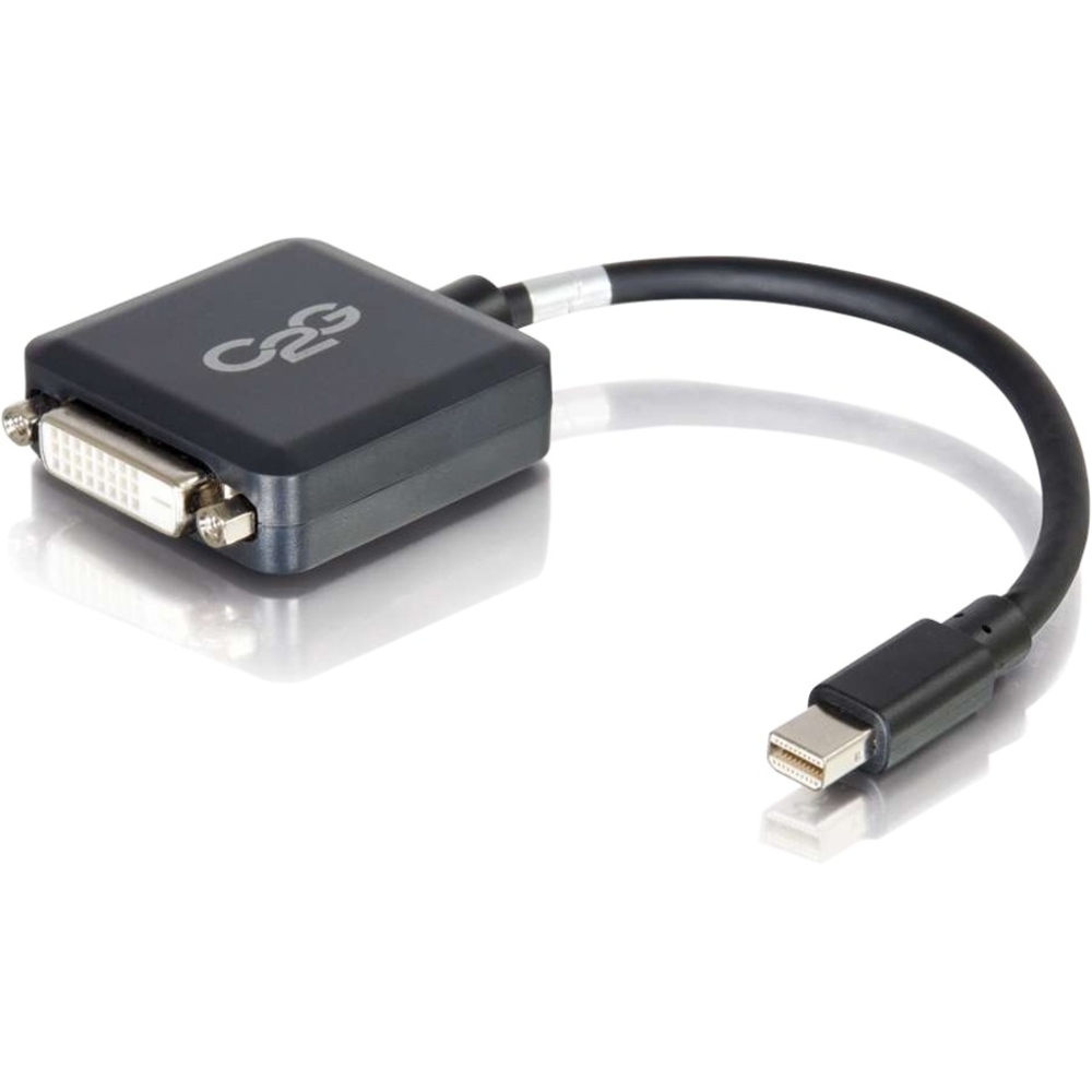 C2G 8in Mini DisplayPort to DVI Adapter-Thunderbolt to DVI-D Converter-M/F Black - DVI/Mini DisplayPort for Notebook, Tablet, Monitor, Video Device - 8 - 1 x Mini DisplayPort Male Thunderbolt - 1 x DVI-D (Single-Link) Female Digital Video - Black