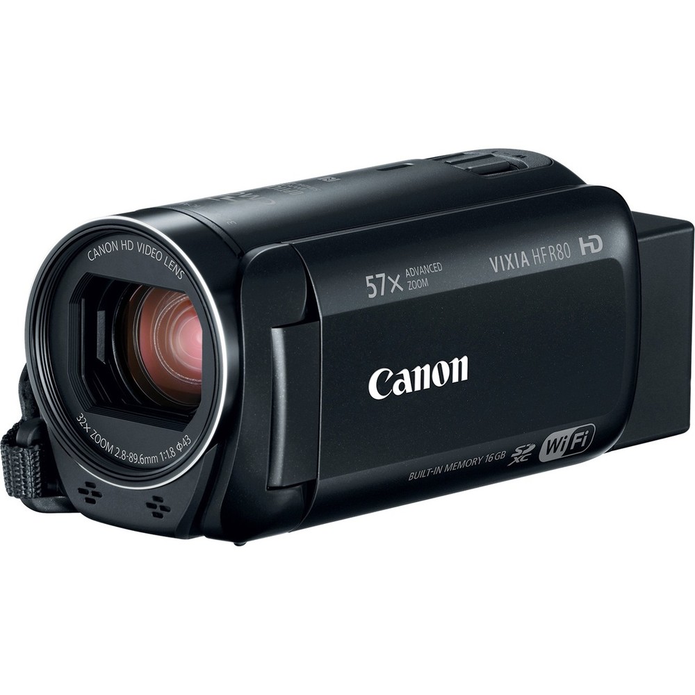 Canon VIXIA HF R80 Digital Camcorder - 3 - Touchscreen LCD - RGB CMOS - Full HD - 16:9 - 2.1 Megapixel Video - MP4, MPEG-4 - 32x Optical Zoom - 1140x Digital Zoom - Hybrid (IS) - 16 GB Flash Memory - HDMI - USB - SD, SDXC, SDHC - Memory Card