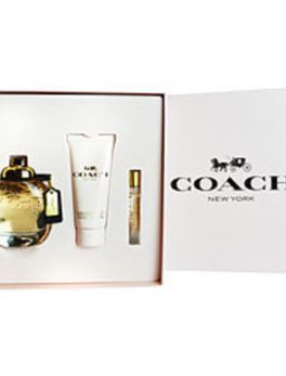 Coach Eau De Parfum Spray 3 Oz and Body Lotion 3.3 Oz and Eau De Parfum Spray .25 Oz Mini For Women