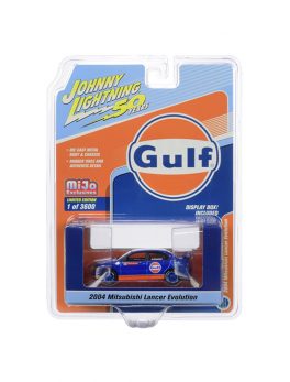 2004 Mitsubishi Lancer Evolution #63 McCartney Gulf Oil Dark Blue Johnny Lightning 50th Anniversary Limited Edition to 3600 pieces Worldwide 1/64 Diecast Model Car by Johnny Lightning JLCP7249