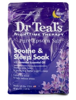 Dr Teal's Nighttime Therapy Pure Epsom Salt By Dr Teal's Sooth and Sleep Soak With Lavender Essential Oil 4 Pounds For Men
