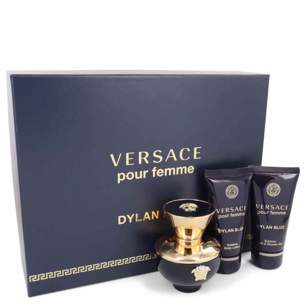 Versace Pour Femme Dylan Blue By Versace Gift Set -- 1.7 Oz Eau De Parfum Spray + 1.7 Oz Body Lotion + 1.7 Oz Shower Gel For Women