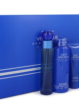 Perry Ellis 360 Very Blue By Perry Ellis Gift Set -- 3.4 Oz Eau De Toilette Spray + .25 Oz Mini Edt Spray + 3 Oz Shower Gel + 6.8 Oz Body Spray For Men