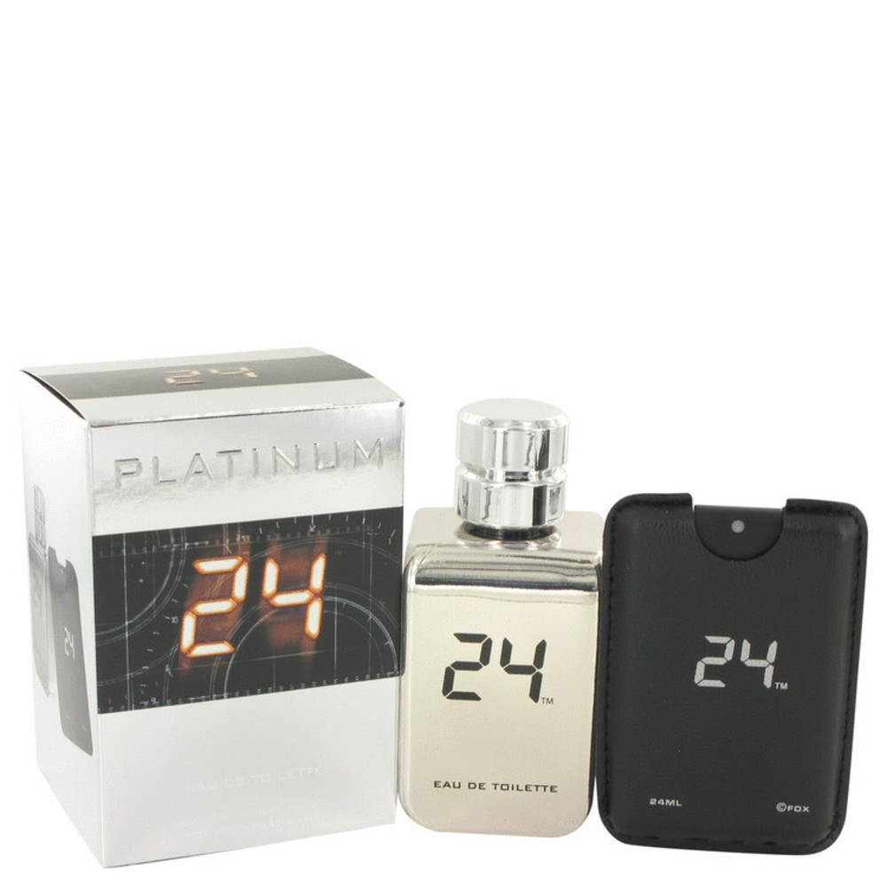 24 Platinum The Fragrance By Scentstory Eau De Toilette Spray + 0.8 Oz Mini Pocket Spray 3.4 Oz For Men