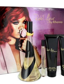 Reb'l Fleur By Rihanna Gift Set -- 3.4 Oz Eau De Parfum Spray + 3 Oz Body Lotion + 3 Oz Shower Gel + .34 Oz Mini Edp Spray For Women