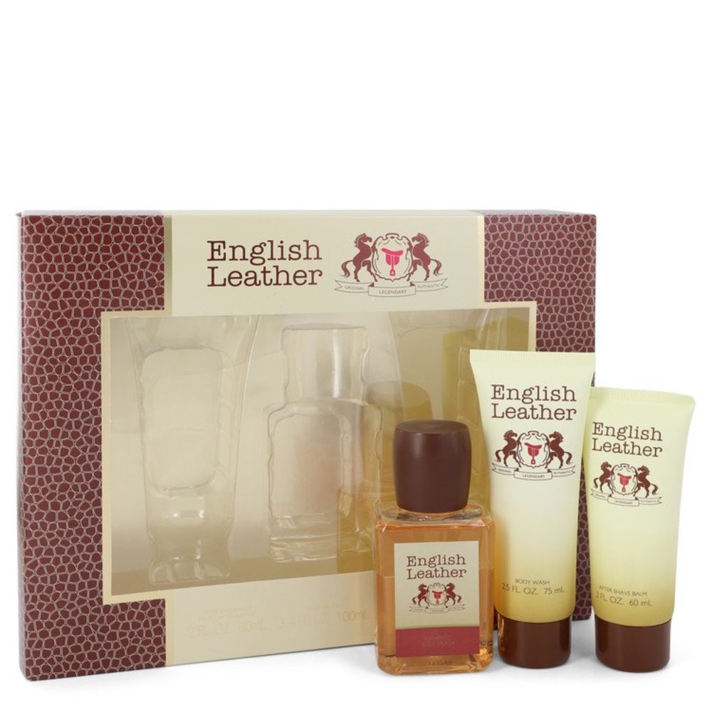 English Leather By Dana Gift Set -- 3.4 Oz Cologne Body Spash + 2 Oz After Shave Balm + 2.5 Oz Body Wash For Men
