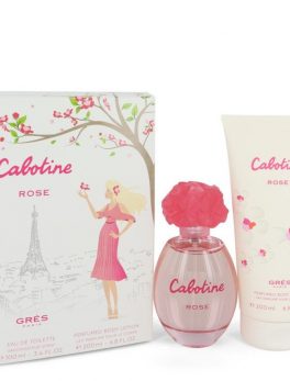 Cabotine Rose By Parfums Gres Gift Set -- 3.4 Oz Eau De Toilette Spray + 6.7 Oz Body Lotion For Women