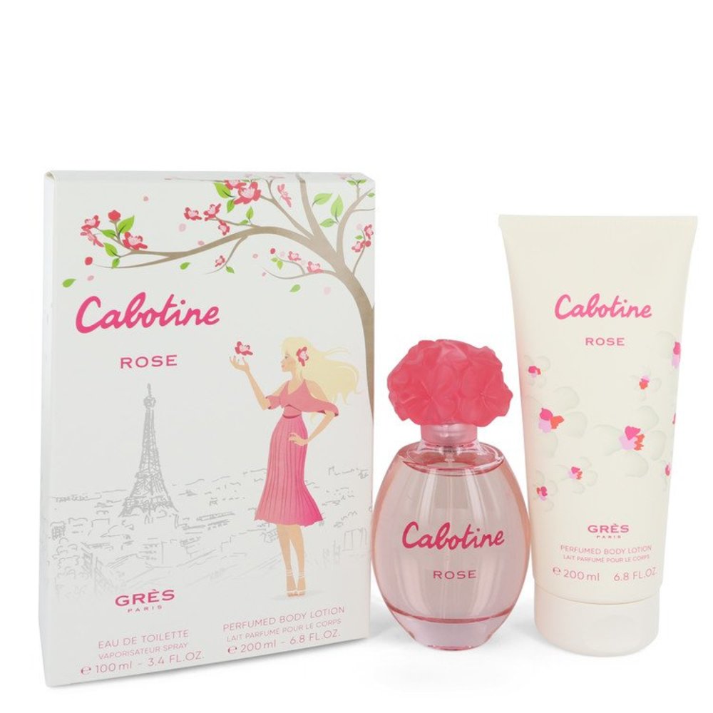 Cabotine Rose By Parfums Gres Gift Set -- 3.4 Oz Eau De Toilette Spray + 6.7 Oz Body Lotion For Women