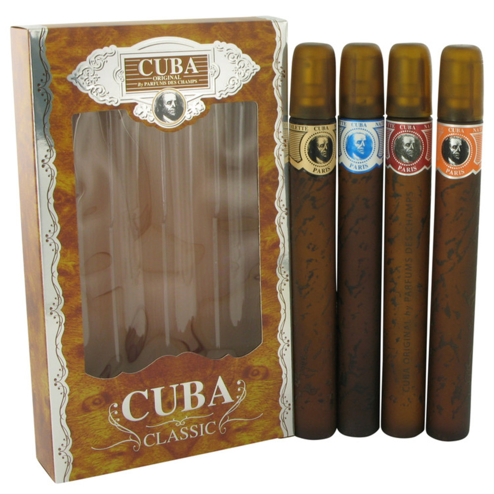 Cuba Blue By Fragluxe Gift Set -- Cuba Variety Set Includes All Four 1.15 Oz Sprays, Cuba Red, Cuba Blue, Cuba Gold And Cuba Orange For Men