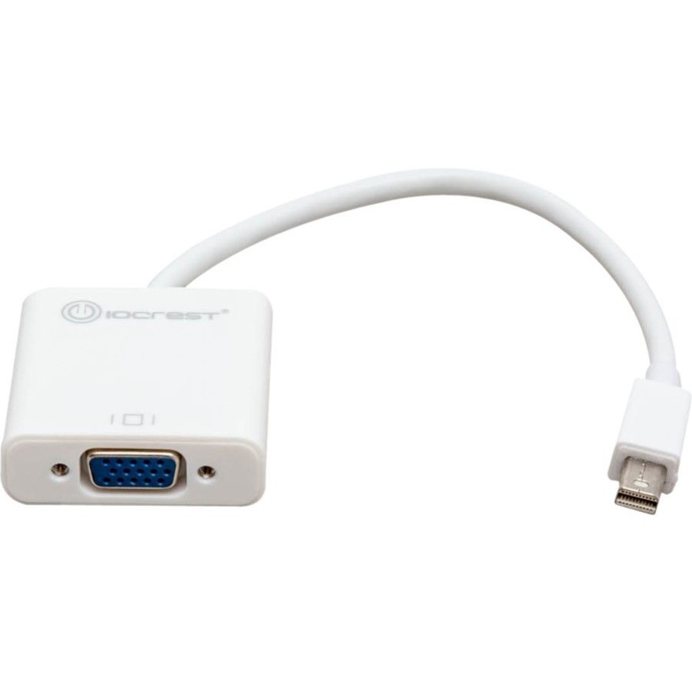 IO Crest Mini Displayport Male to VGA Female Adapter - 5.80 Mini DisplayPort/VGA Video Cable for Video Device, MAC, Desktop Computer - First End: 1 x Mini DisplayPort Male Digital Audio/Video - Second End: 1 x HD-15 Female VGA - Supports up to 1920 x 120