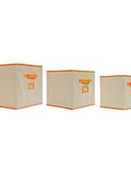 Orbit 722028140086 Storage Bins - Oatmeal with Orange Trim - 3PK - Assorted Sizes