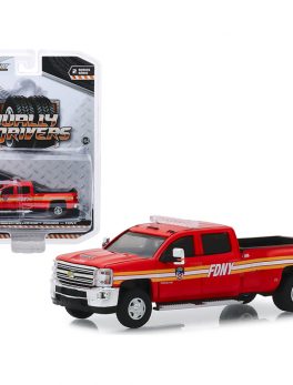 2018 Chevrolet Silverado 3500 Pickup Truck The Official Fire Department City of New York (FDNY) Dually Drivers Series 2 1/64 Diecast Model Car by Greenlight 46020A