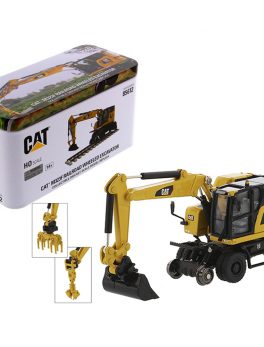 CAT Caterpillar M323F Railroad Wheeled Excavator with 3 Accessories High Line Series 1/87 (HO) Scale Diecast Model by Diecast Masters 85612